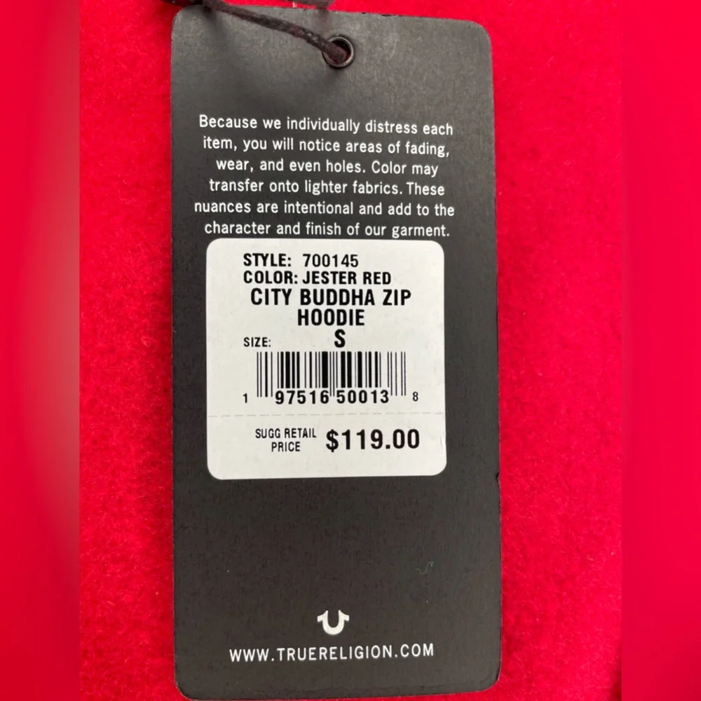 NWT Red True Religion full zip City Buddha hoodie-men’s small